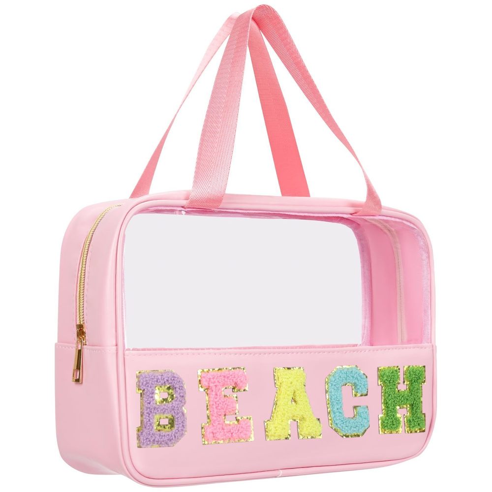 Snack Bags Chenille Letter Clear Makeup Bag Snacks Bags For Travel, Clear👌
